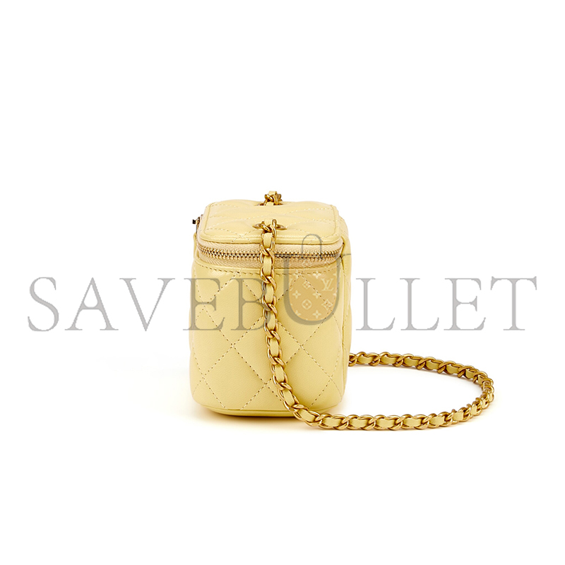 CHANEL MINI PEARL CRUSH VANITY CASE WITH CHAIN YELLOW 110267 (11*8.5*7cm)